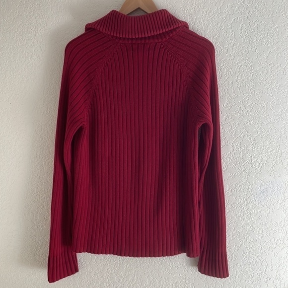 Jones New York Sport ~ Medium ~ 100% Cotton Red Zip Front Sweater - Picture 4 of 9